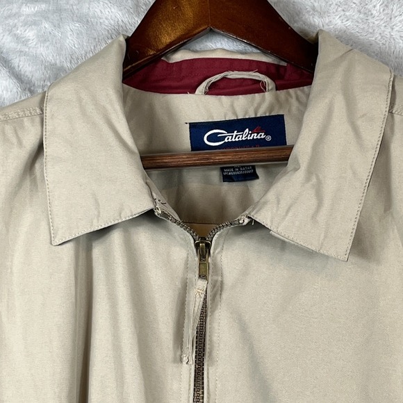 Catalina Mens XL Tan Lightweight Jacket Windbreaker Zip Casual Outdoor Layer - Picture 2 of 9